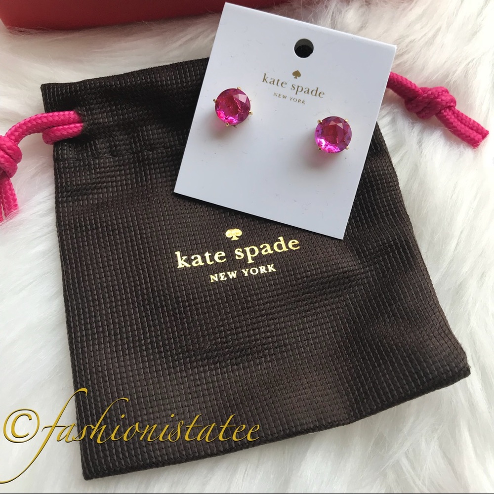 NWT kate spade fuschia earrings pink dust bag incl - Picture 2 of 6